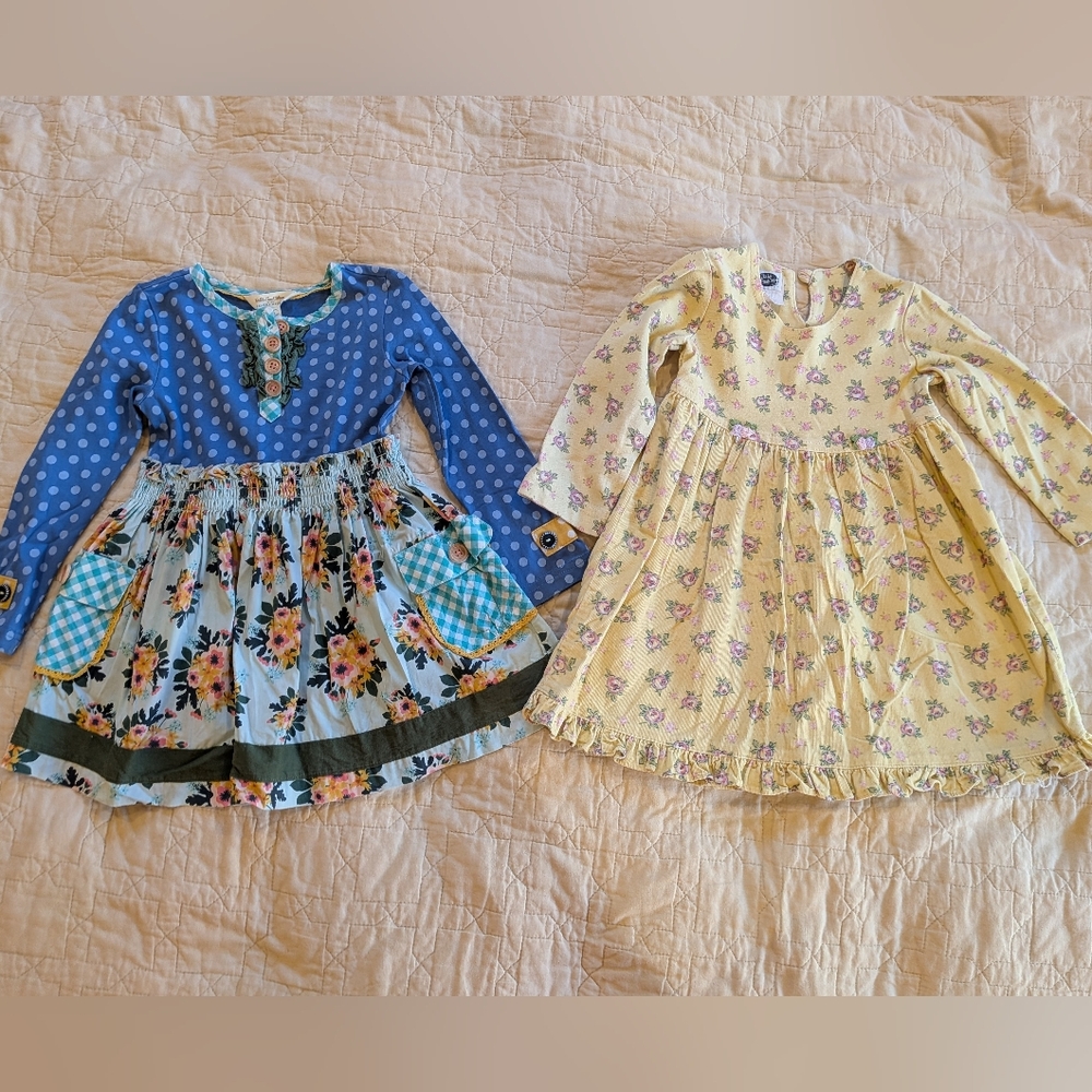 Toddler Floral Cottagecore Dresses Bundle Blue Floral Dress